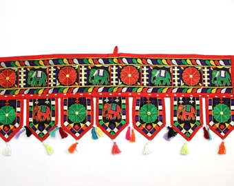 Handmade Window Door Valance Home Decor Decorative Embroidered Patchwork Toran Pelmet Topper Drapery Top Hanging Tent Decoration Art J826