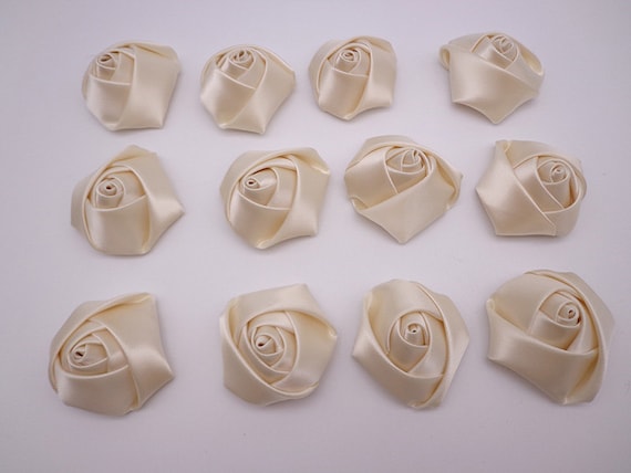 20 pcs beige elegant rosette satin flowers 35X20mm