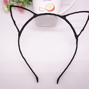 5 pcs headbands --Black cloth covered cat head shape headband 4mm wide