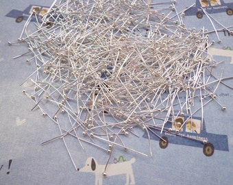 SALE --200 pcs of plated silver ball head pins 30mm