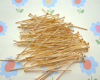 200pcs of gold plated head pins --35mm