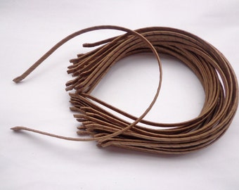 SALE--50 pcs Brown Satin Covered Headband 5mm Wide