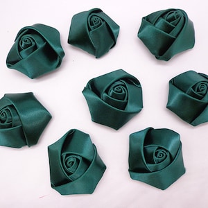 SALE--20 pcs dark green  elegant rosette satin flowers 35X20mm