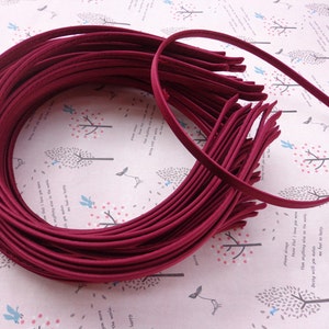 SALDI--20 pz Cerchietto rivestito in tessuto color vino rosso largo 5 mm