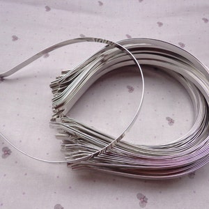SALE--Silver plain colored iron metal headband - 50 pcs 7mm