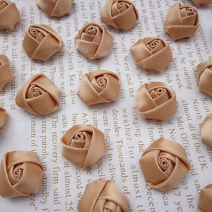 SALE--100 pcs Champagne Elegant Rosette Satin Flowers 25X10mm