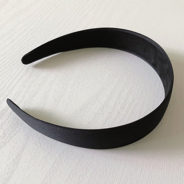 SALE--2 pcs Black Satin Headbands-- 30mm Wide