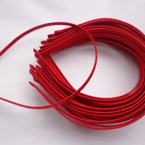 SALE--20 pcs Red Satin Covered Headband 5mm Wide