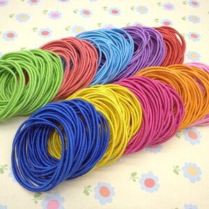 Good quality-- 50pcs 2mm  Hair elastics mixed colors ponytail elastics,ponytail holders,pigtail holders