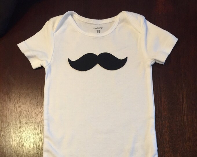 Mustache Baby Bodysuit Black and White