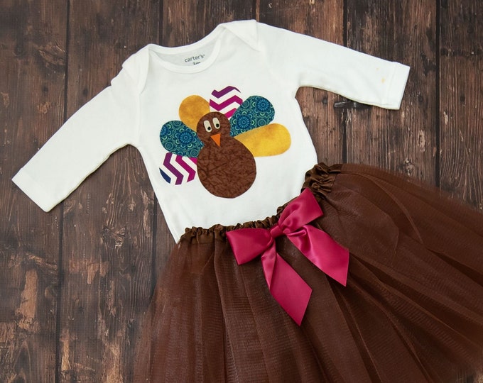 Thanksgiving Turkey 2 Piece Outfit for baby girl! Baby Thanksgiving Bodysuit / Baby Girl Thanksgiving Bodysuit and Tutu