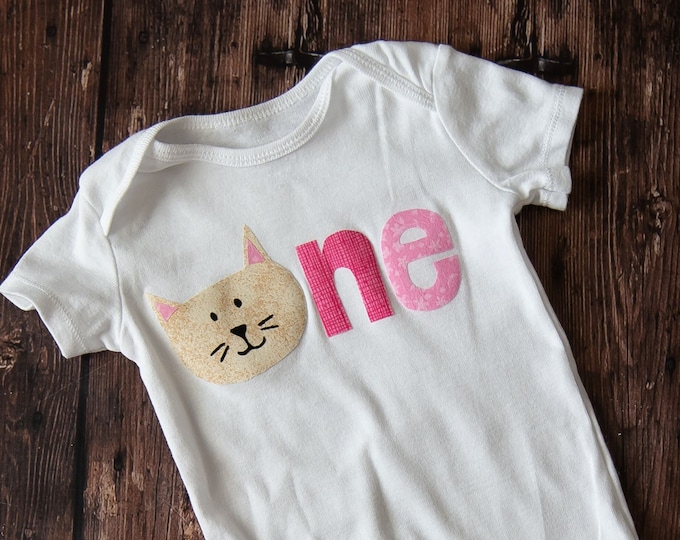 Kitten 1st Birthday Outfit! Gold kitten one First Birthday Outfit! Kitten birthday
