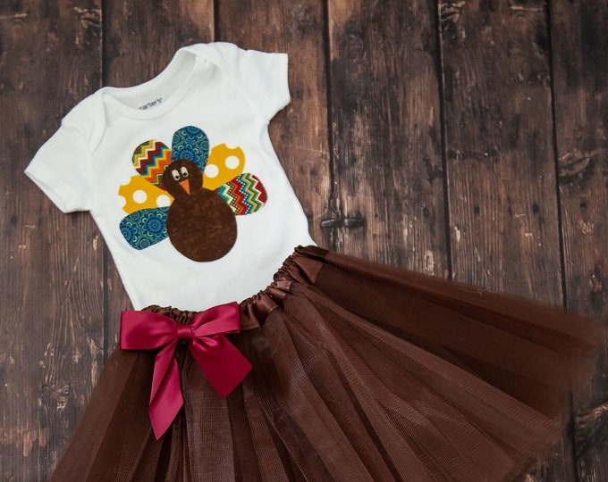 Thanksgiving Turkey 2 Piece Outfit for baby girl! Baby Thanksgiving Bodysuit / Baby Girl Thanksgiving Bodysuit, Tutu