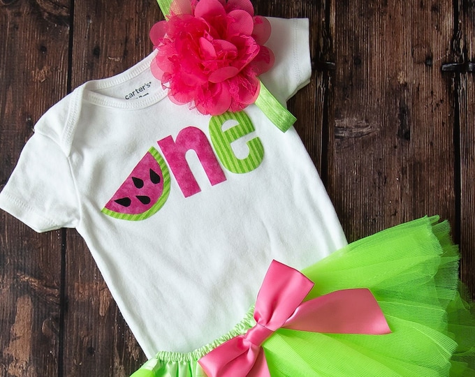 Watermelon 1st Birthday Outfit! Pink and green one First Birthday Outfit! Tutti Fruity Birthday / Watermelon first birthday