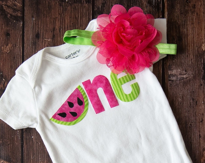 Watermelon 1st Birthday Outfit! Pink and green one First Birthday Outfit! Tutti Fruity Birthday / Watermelon first birthday