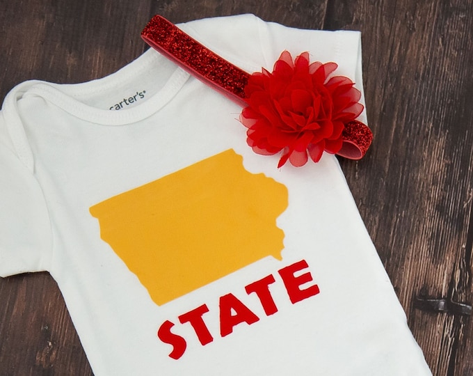 Iowa State Outfit for baby girl! Red Elastic Sparkly Headband
