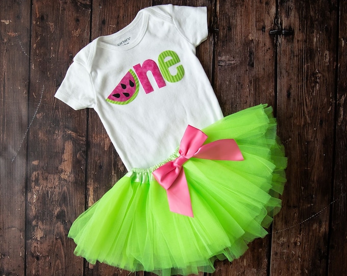 Watermelon 1st Birthday Outfit! Pink and green one First Birthday Outfit! Tutti Fruity Birthday / Watermelon first birthday