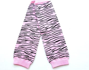 Pink and Black Zebra Stripe Baby Leg Warmers! One Size Black and Light Pink Legging /  Zebra Baby Leggings / Light Pink Zebra Leg Warmer