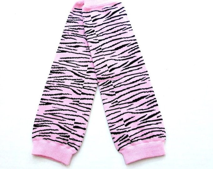 Pink and Black Zebra Stripe Baby Leg Warmers! One Size Black and Light Pink Legging /  Zebra Baby Leggings / Light Pink Zebra Leg Warmer