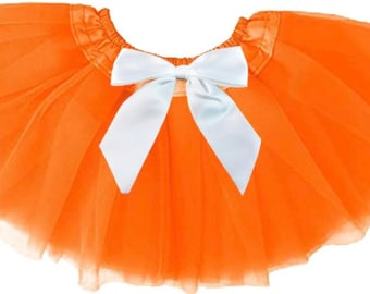 Orange Baby Tutu: White Satin Bow, Infant Halloween Costume