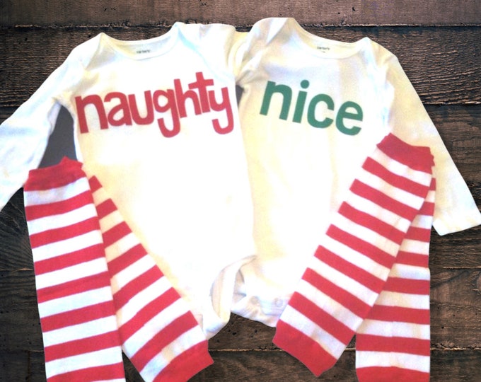 Naughty and Nice twin boy or girl Bodysuits! / christmas baby outfit / baby girl Christmas / christmas twins / boy/girl twins / boy twins