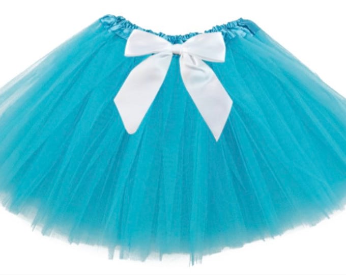 Aqua blue baby or toddler tutu with white satin removable or interchangeable bow / teal blue tutu / ocean blue tutu / newborn tutu