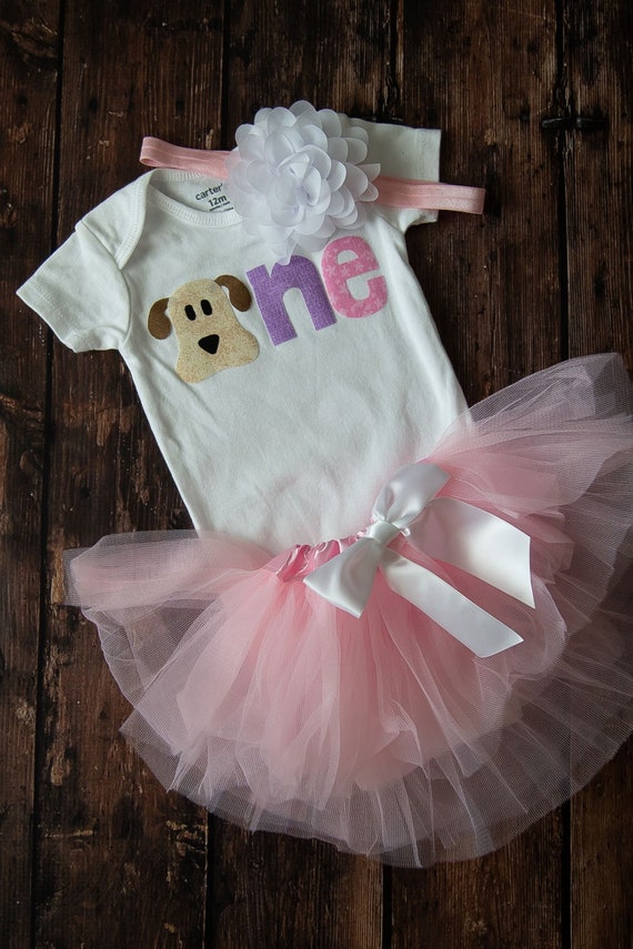 Puppy 1st Birthday Outfit: Tutu, Bodysuit & Headband