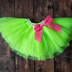 Lime green infant or toddler tutu with pink satin removable interchangeable bow /one in a melon /tutti fruity first birthday /newborn tutu