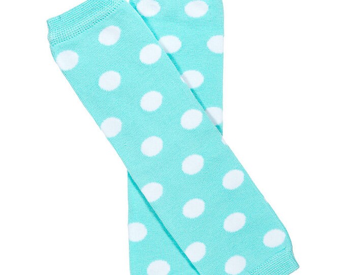 Aqua Blue and White Polka dot Leg Warmers! Newborn or One Size Polka-dot Legging / Baby Leggings /Teal Leg Warmer / Light Blue Polkadot
