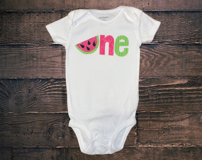 Watermelon Baby Girl 1st Birthday Shirt! Pink and green one First Birthday Outfit! Tutti Fruity Birthday / Watermelon 1st birthday bodysuit