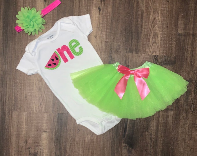 Watermelon 1st Birthday Outfit! Pink and green one First Birthday Outfit! Tutti Fruity Birthday / Watermelon first birthday