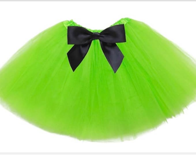 Lime green infant or toddler tutu with black satin removable interchangeable bow /one in a melon /tutti fruity first birthday /newborn tutu