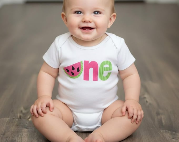 Watermelon 1st Birthday Bodysuit: Pink & Green First Birthday Outfit