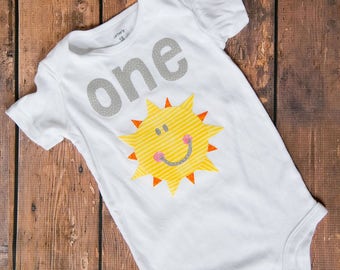 Sunshine First Birthday Outfit: Baby "One" Bodysuit