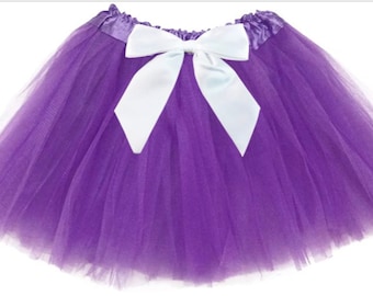 Purple Baby Tutu with White Satin Bow - Infant Halloween Costume