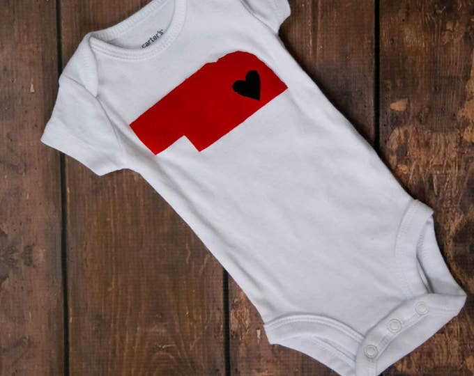 Nebraska State Outline Outfit for baby boy or girl!