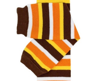 Thanksgiving Striped Baby Leg Warmers / Brown, Yellow, Orange and White Stripe Legging / Fall Leg Warmer for baby boy or baby girl
