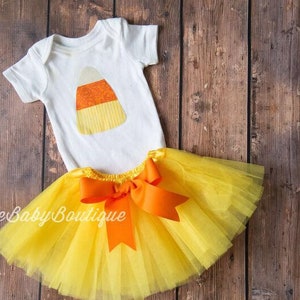 Candy Corn Bodysuit with Tutu: Baby Halloween Outfit