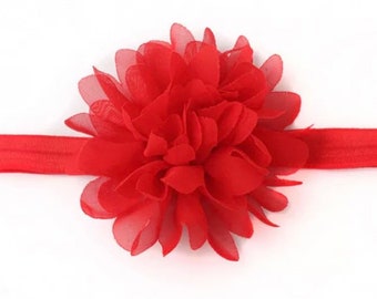 Red Chiffon Flower Baby Headband