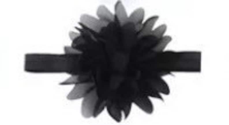Black Flower Baby Headband 4 Chiffon Flower on Black Elastic Headband 58 FOE Elastic
