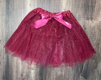 Burgundy Infant Tutu: Satin Bow, Stretchy Waistband