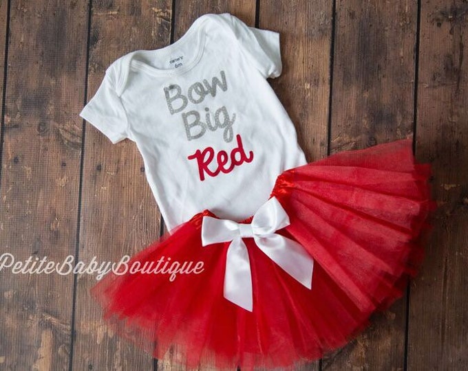 Bow Big Red! silver and red Bow Big Red bodysuit with matching red tutu with white bow!