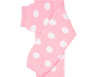 Powder Pink and White Polka dot Leg Warmers! Newborn or One Size Polka-dot Legging / Baby Leggings / Light Pink  Leg Warmer / White Polkadot