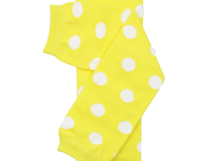 Yellow and White Polka dot Leg Warmers! Newborn or One Size Polka-dot Legging / Baby Leggings / Polkadot / Yellow Baby Leg Warmer