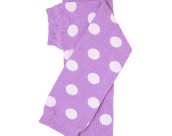 Lavender Purple and White Polka dot Leg Warmers! Newborn or One Size Polka-dot Legging / Baby Leggings / Lavendar Leg Warmer/Purple Polkadot