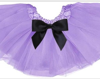 Lavender Purple infant or toddler tutu with black satin removable bow / light purple / lavendar baby tutu / Halloween tutu / Halloween