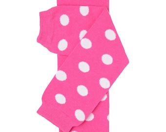Bubblegum Pink and White Polka dot Leg Warmers! Newborn or One Size Polka-dot Legging / Baby Leggings / Pink Leg Warmer / White Polkadot
