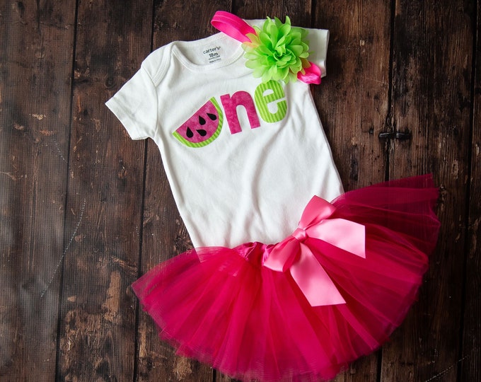 Watermelon 1st Birthday Outfit! Pink and green one First Birthday Outfit! Tutti Fruity Birthday / Watermelon first birthday