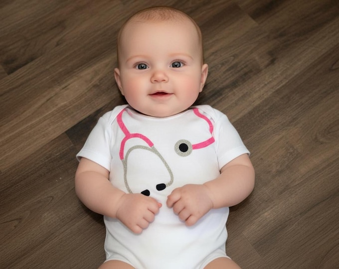 Stethoscope Baby Bodysuit: Customizable Colors, Nurse Doctor Outfit