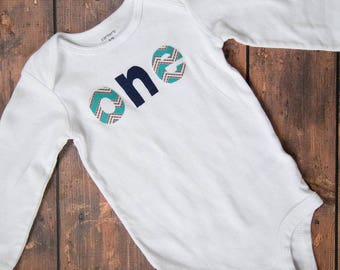 Navy 'One' Baby Boy 1st Birthday Bodysuit